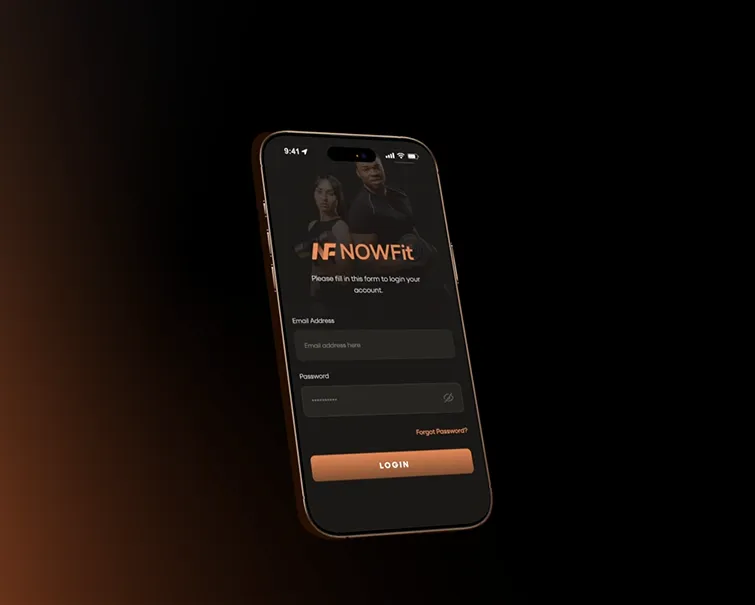 Typography-led cinematic frame highlighting NOWFit’s human-led, AI-powered positioning